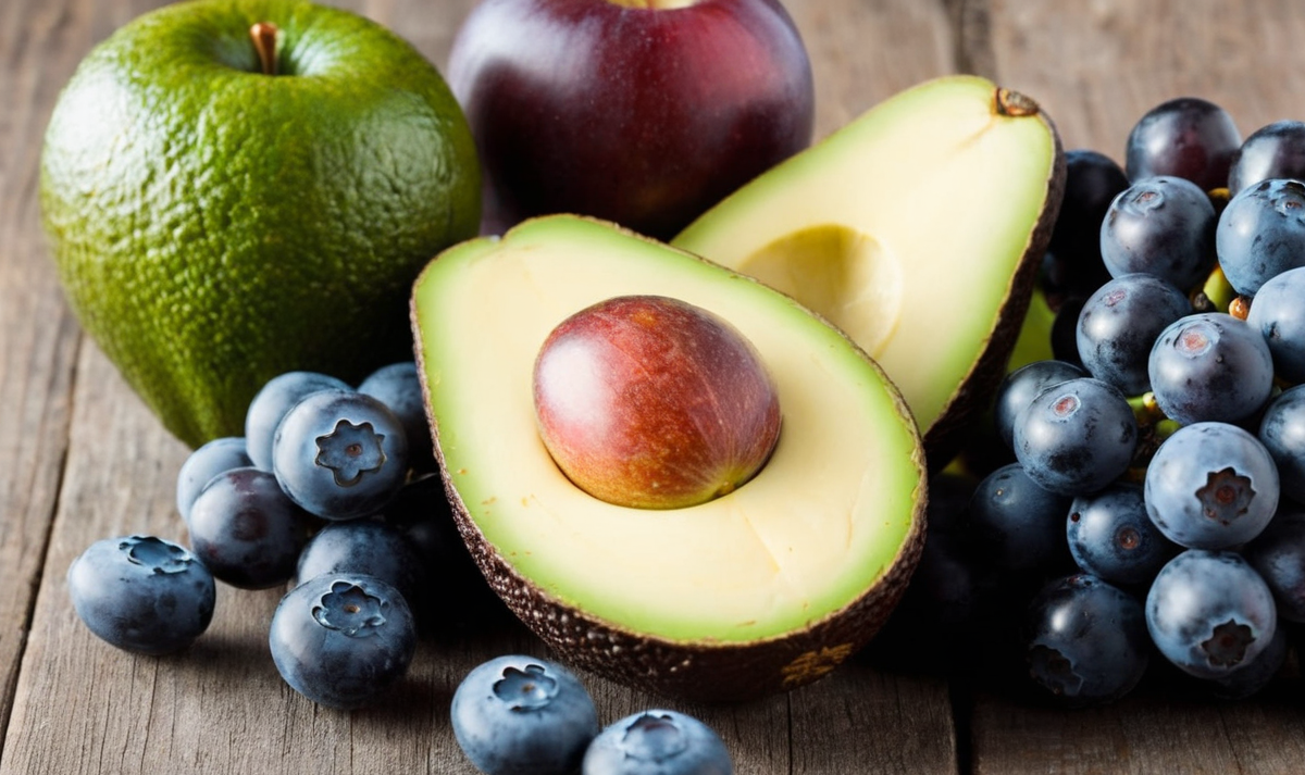 Top 5 Healthiest Fruits, avocados, banana, grapes , apple, blueberries